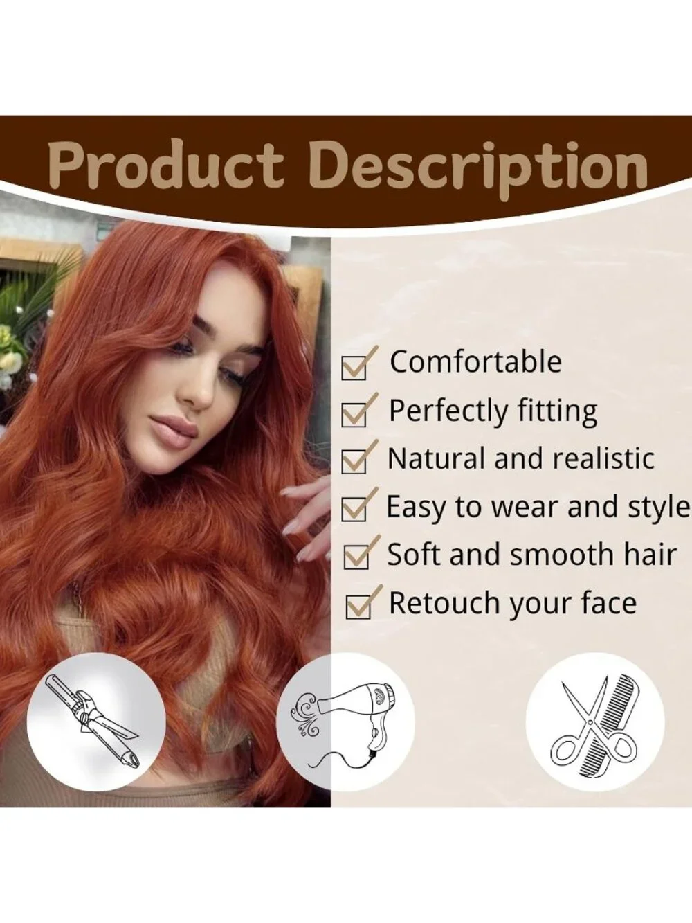 Women's Auburn 26 Inch Charming Middle Part Heat Resistant Fiber Wigs